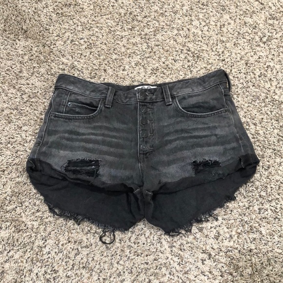 Free People We The Free Jean Shorts Size 29 Gray Distressed High Waist - Picture 2 of 9